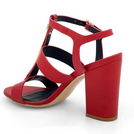 Босоножки Renzi кожаные красные с металлическим язычком - фото 3, 
