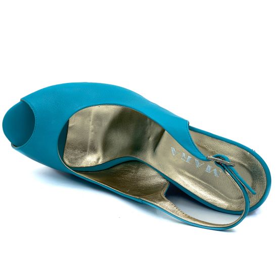 Босоножки Mara голубые кожаные - фото 5, 