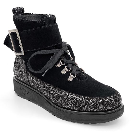 Ботинки Marzetti черно-серебряные замшевые МЕХ - фото 2, 