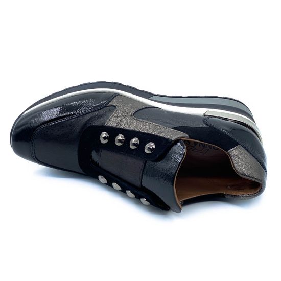 Сникеры Donna Soft черно-серебряные комбинация замши и наплака демисезонные - фото 5, DS1617 DS