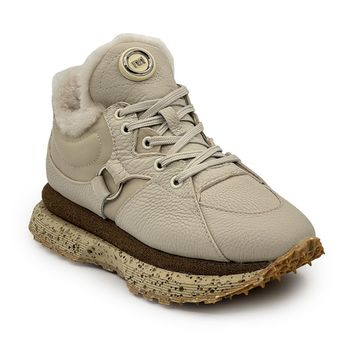 Кроссовки NILA&amp;NILA бежевые кожаные на меху - фото 2, NO6461M NIL BEIGE