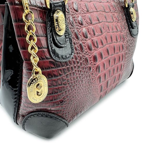Сумка Marino Orlandi бордовая кожаная тиснение "крокодил" - фото 4,