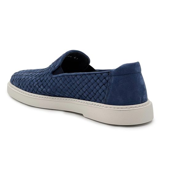 Слипоны GIANFRANCO BUTTERI синие из нубука плетеные - фото 3, 82604 BUT BLU