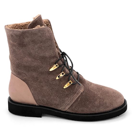 Ботинки Lab Milano бежевые замшевые Мех - фото 1, ZN1377 LAB VISONE