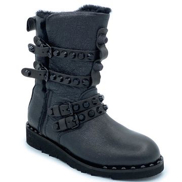 Полусапоги Mimmu черные кожаные МЕХ - фото 2, BOOTH1 MIM