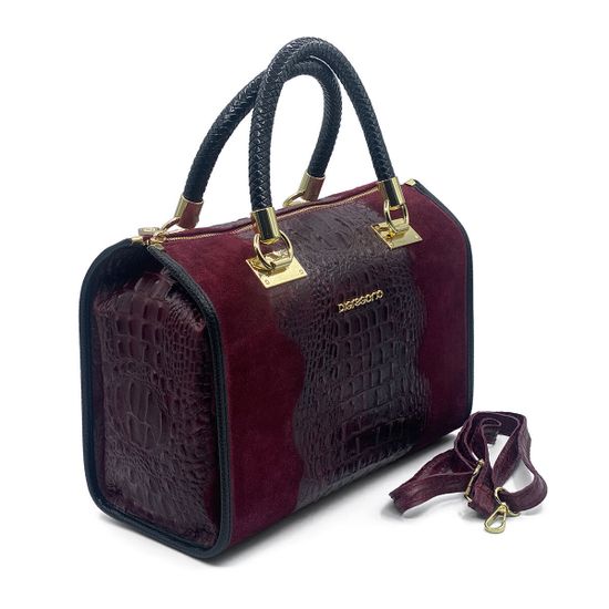 Сумка Di Gregorio бордовая крок/замша - фото 2, 