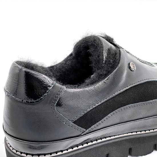 Полуботинки Lab Milano черные МЕХ комбинация кожи, замши и наплака - фото 6, 