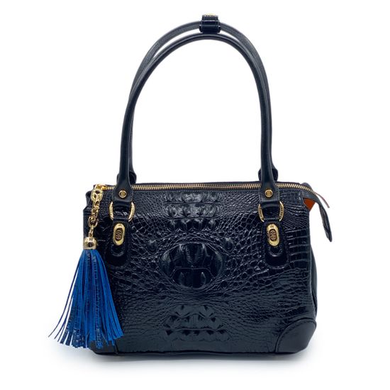 Сумка Marino Orlandi черная кожаная ламинированная крокодил - фото 1, 