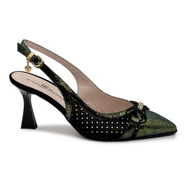 Туфли женские Ilasio Renzoni кожаные черные/зеленые - фото 1, 8041 IR