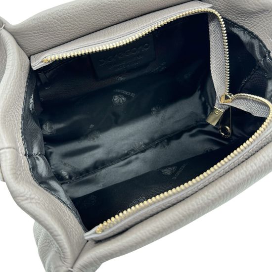 Сумка Di Gregorio светло-серая кожаная - фото 5,