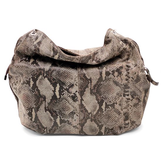 Сумка Di Gregorio коричнево-серебряная кожаная тиснение под питона - фото 3, 