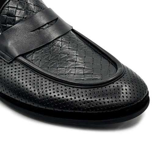 Лоферы Giampieronicola черные кожаные перфорированные - фото 6, N45410A  GPN NERO