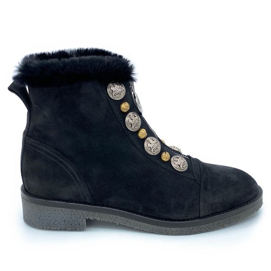 Ботинки Pertini черные замшевые МЕХ - фото 1, 192W16212D1 PRT