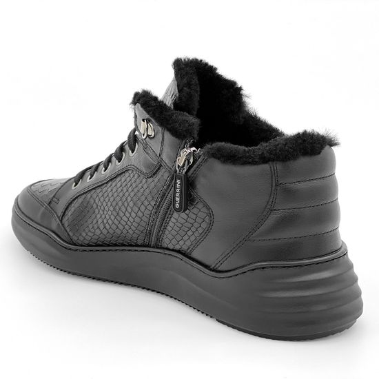 Ботинки Luca Guerrini черные кожаные МЕХ - фото 3, 