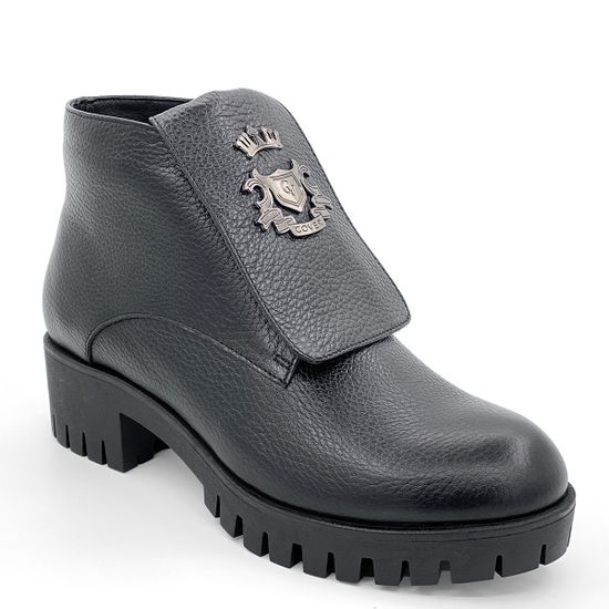 Ботинки Cover черные кожаные на байке - фото 2, 