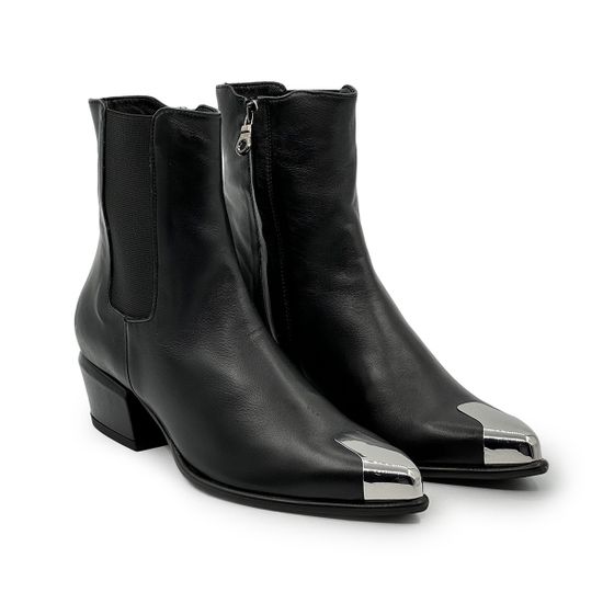 Ботильоны казаки NILA&NILA черные кожаные демисезонные - фото 8,