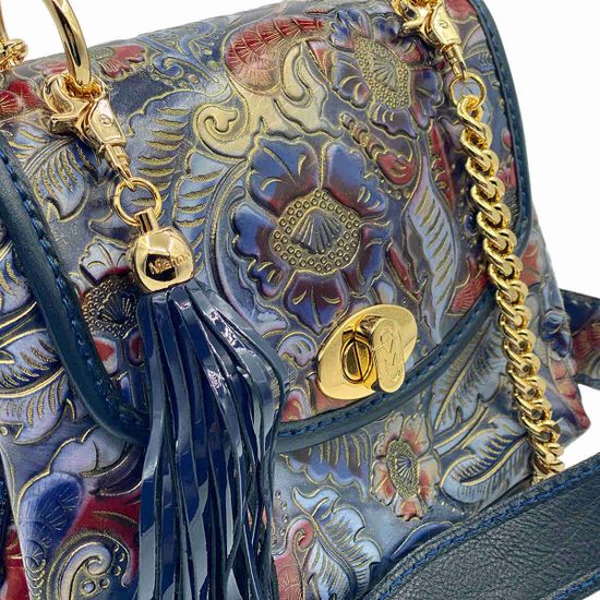 Сумка Marino Orlandi синяя кожаная - фото 4, 