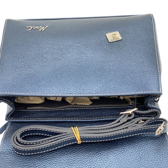 Сумочка Marina Creazioni синяя кожаная маленькая - фото 5, 