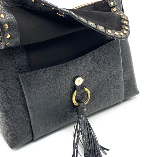 Сумка Ripani черная комбинация кожи и замши - фото 9, 