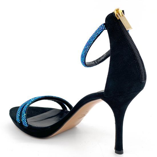 Босоножки Nina Lilou замшевые черные в синих стразах - фото 3, 241059L8 NL