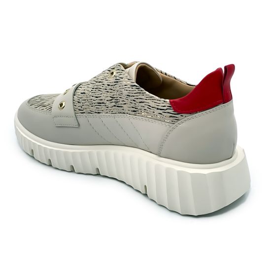 Кроссовки Mot-Cle кожаные бежевые с красным - фото 3, MOT2512 MOT