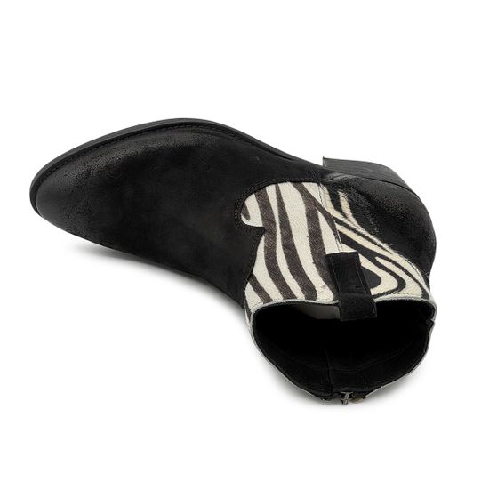 Ботинки-казаки NILA&amp;NILA черные замшевые &quot;зебра&quot; демисезонные - фото 5, MA-LP04 NIL NERO