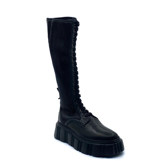 Сапоги 7AM черные кожаные демисезонные голенище выполнено из кожи-стрейч - фото 2, AM21927 7AM