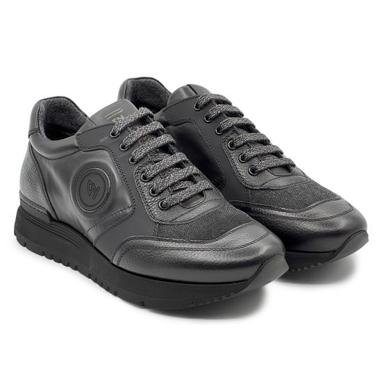 Кроссовки GIAMPIERONICOLA черные/серые кожаные на байке - фото 8, M393121 GPN NERO