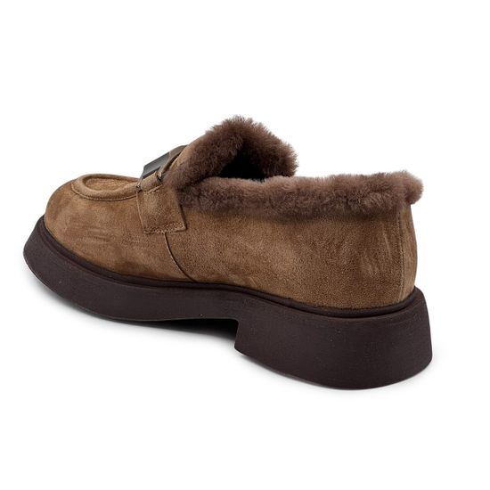 Лоферы Francesco Valeri бежевые замшевые на меху - фото 3, U32 FV CUOIO