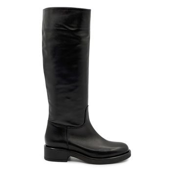 Сапоги Tiffi черные кожаные на байке - фото 1, A335 TI NERO