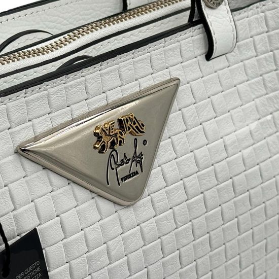 Сумка Renato Angi белая кожаная плетенная - фото 5, 3553717 RA BIANCO