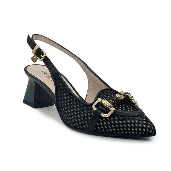 Туфли "шанель" Ilasio Renzoni черные кожаные с гипюром - фото 2, 8010 IR NERO