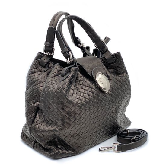 Сумка Renato Angi черная кожаная плетеная - фото 2, 