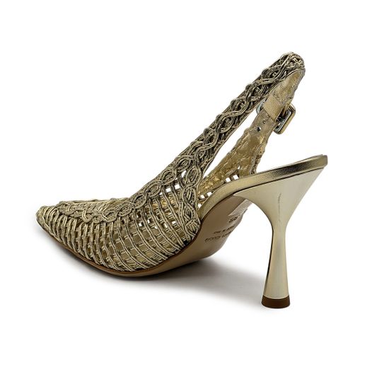 Туфли слингбэк Tiffi золотистые кожаные - фото 3, G504/90L TI PLATINA