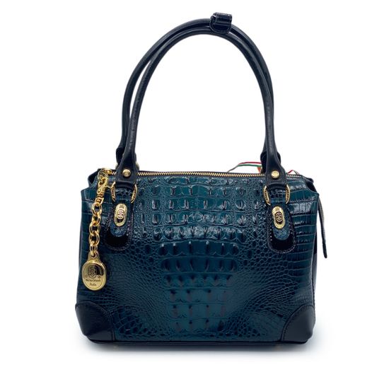 Сумка Marino Orlandi сине-зеленая кожаная ламинированная крокодил - фото 1, 4634 MO BLU COCCO