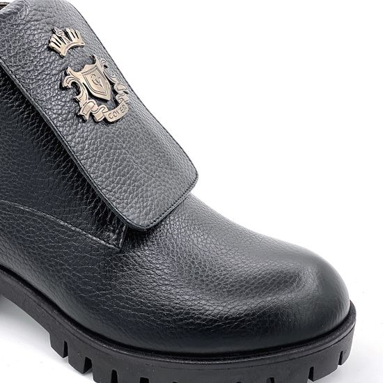 Ботинки Cover черные кожаные на байке - фото 5, 