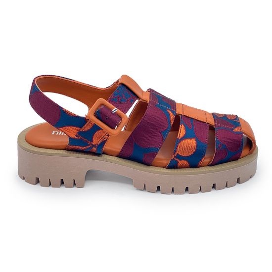 Сандалии NILA&amp;NILA текстиль/кожа бордо/рыжие - фото 1, GIO24002 NIL