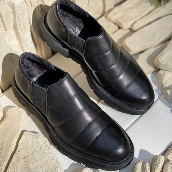 Ботинки Giampieronicola черные кожаные МЕХ - фото 9, E41113 GPN