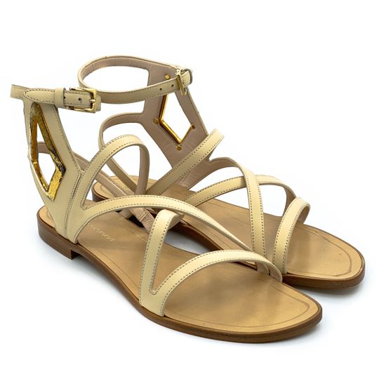 Босоножки Gianmarco Lorenzi бежевые кожаные - фото 7, P4D8U0047 GML