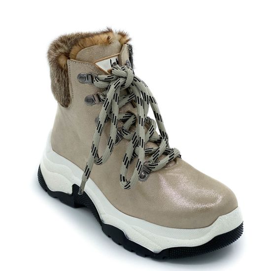 Ботинки Lab Milano бежевые кожаные МЕХ - фото 2, C20031 LAB VISONE