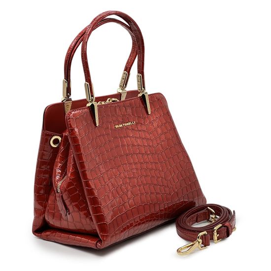 Сумка Gilda Tonelli красная лакированная тиснение &quot;крокодил&quot; - фото 2, 1903 TON ROSSO
