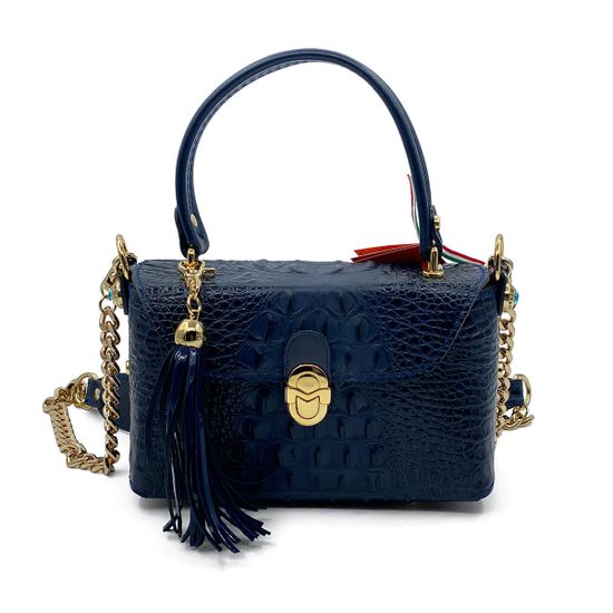 Сумка Marino Orlandi синяя кожаная крокодил - фото 1, 