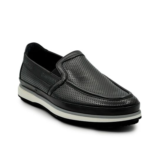 Слипоны Giampieronicola черные кожаные перфорированные - фото 2, F338122A  GPN NERO