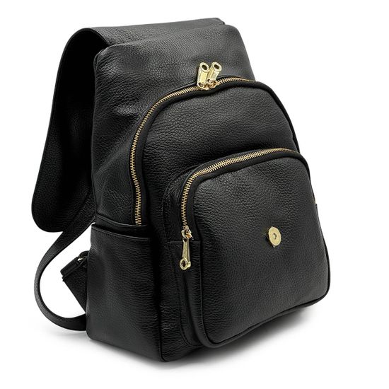 Сумка-рюкзак Di Gregorio черная кожаная - фото 5, 818 DG NERO ORO