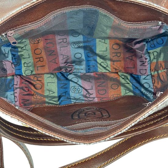 Сумка Marino Orlandi кожаная крокодил коричневая/серебристая - фото 5, 