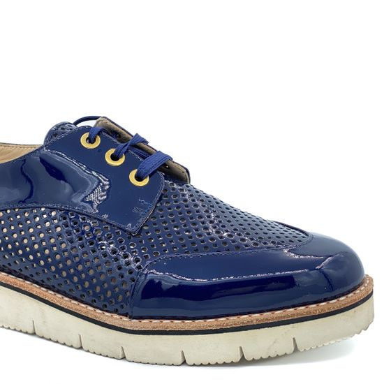 Полуботинки Mara синие из лакированной кожи - фото 6, 