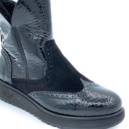 Ботинки Marzetti черные МЕХ комбинация замши и наплака - фото 5, 