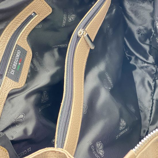 Сумка Di Gregorio бежевая кожаная - фото 5, 1178 DG TAUPE