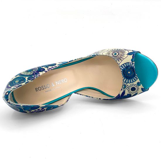 Туфли Rosso&amp;Nero лакированные расписные голубого цвета с открытым мыском - фото 5, 3660 RN