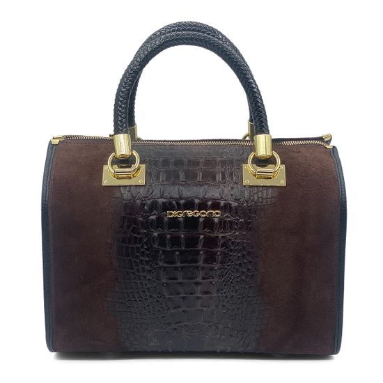 Сумка Di Gregorio коричневая крок/замша - фото 1, 